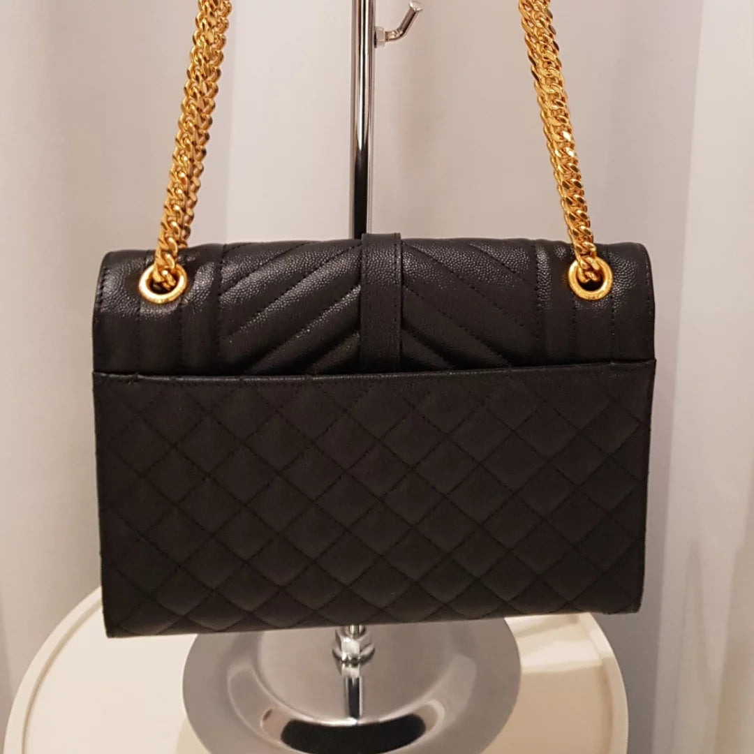 Saint Laurent Envelope Medium Pelle Grain de Poudre Nera