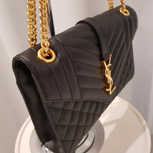 Saint Laurent Envelope Medium Pelle Grain de Poudre Nera